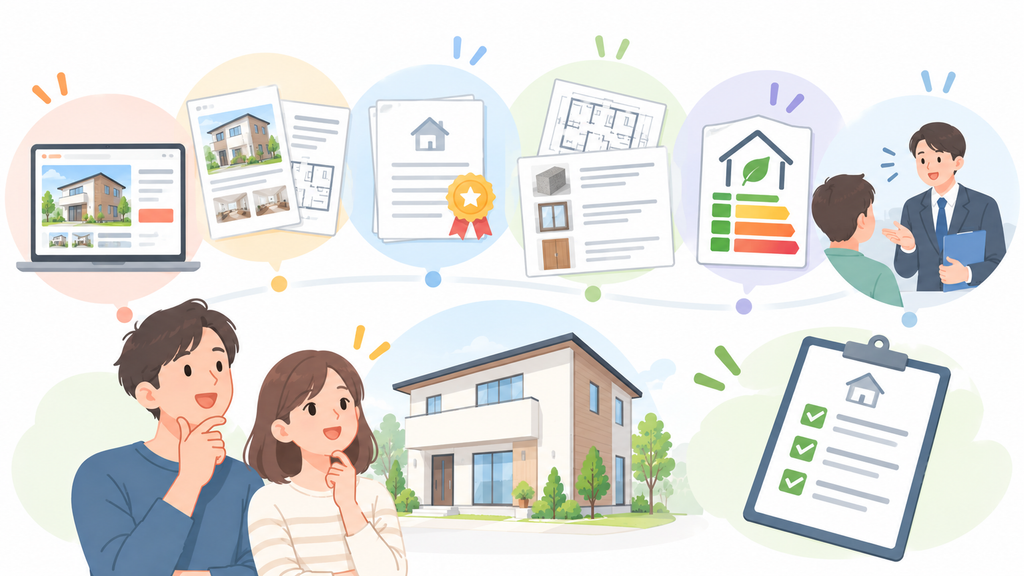 住宅性能を複数の資料から確認するイメージ