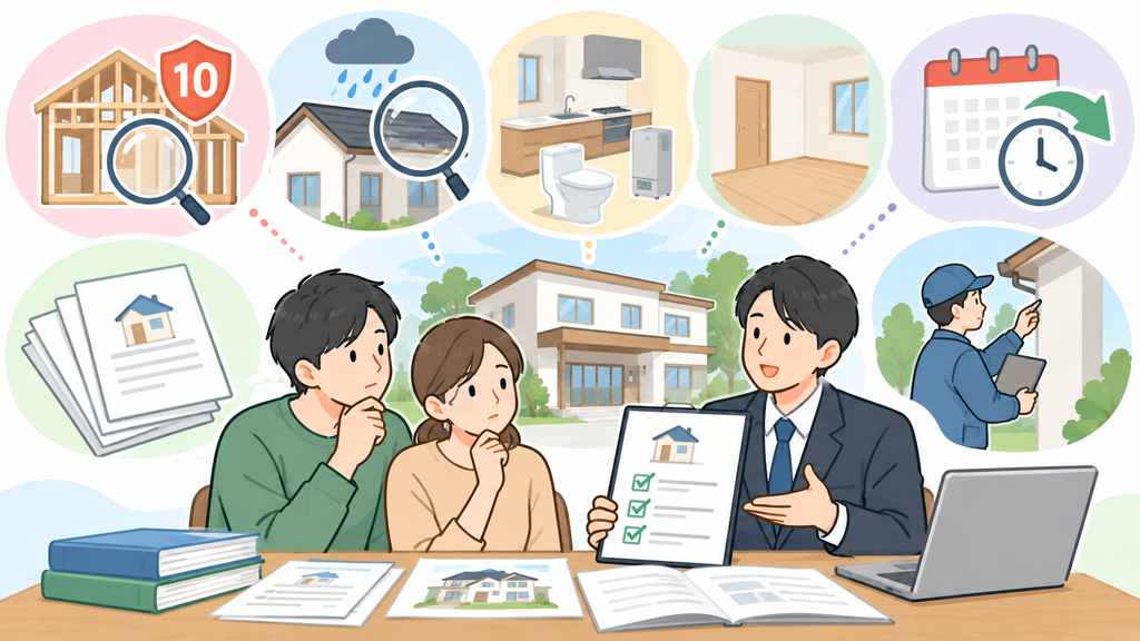 建売住宅の保証期間だけでなく、対象・条件・施工品質・点検まで確認する図